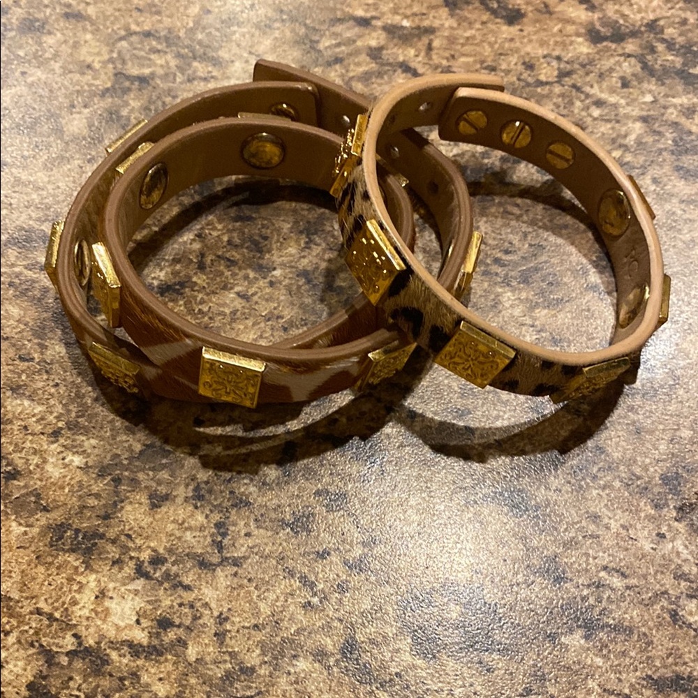 Rustic Cuff Tan Giraffe and Leopard Bracelets